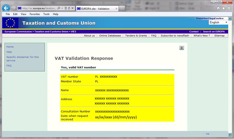 VAT Check Result