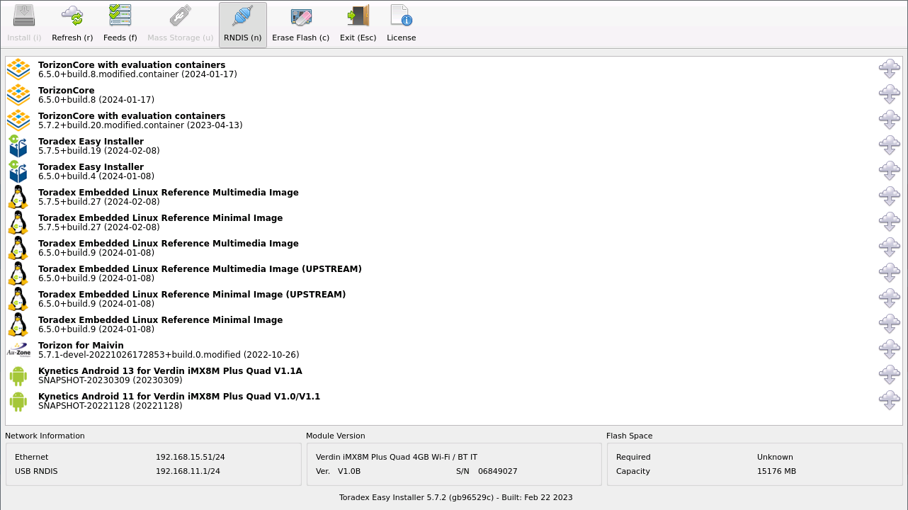 Toradex Easy Installer screen