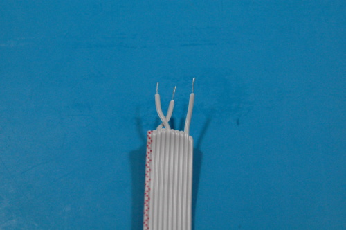 Stripped ribbon cable ways - they are ordered as required to correctly fit in the DB9 connector