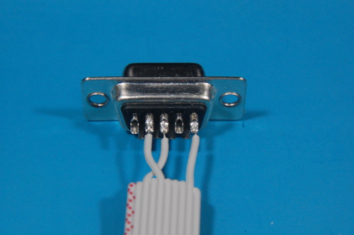 Ribbon cable soldered to the DB9 connector