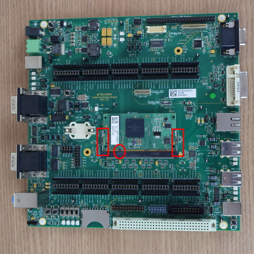 Computer on module connected to the Colibri Evaluation Board