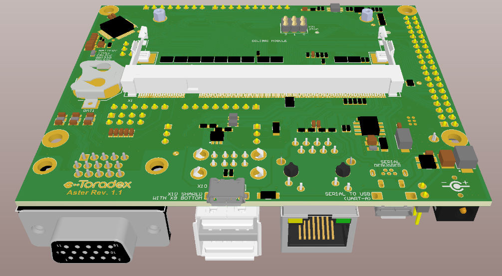 Toradex Carrier Board Illustration - Bottom View