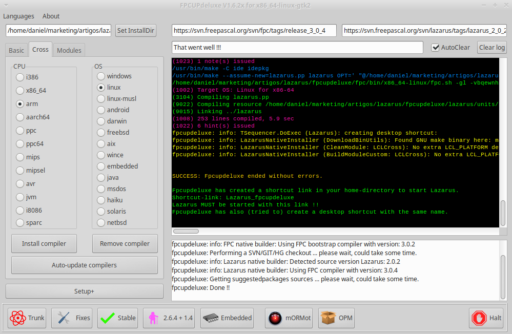 Compiler successful installation log