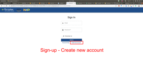 Cloud-based Web Interface sign-up and sign-in