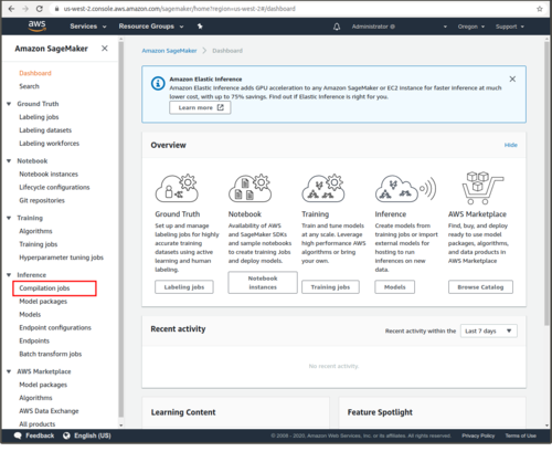 SageMaker Neo on AWS console