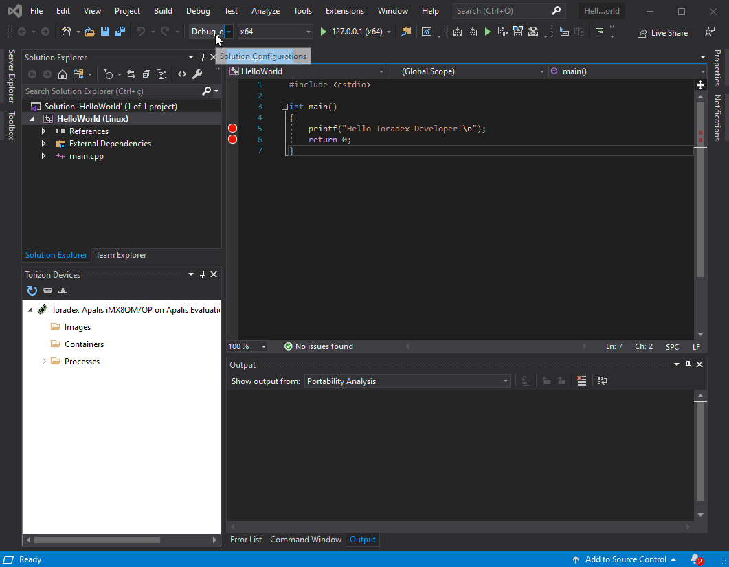 Select build Release on Visual Studio toolbar Solution Configurations