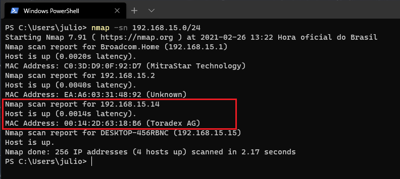 Using Nmap from to scan your local network