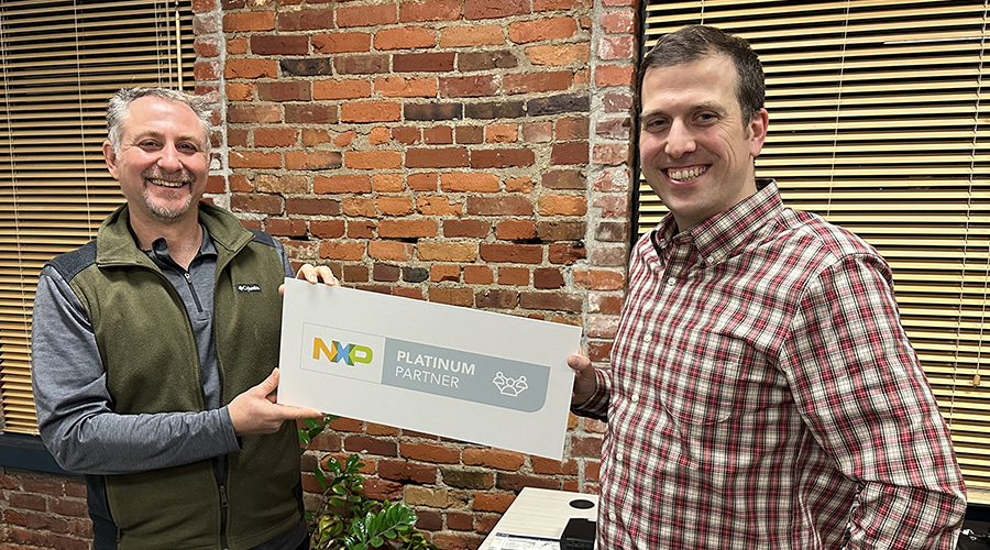 Robert Thompson, Director, Edge Processing Ecosystem, NXP with Samuel Imgrueth, CEO, Toradex Robert Thompson, Director, Edge Processing Ecosystem, NXP with Samuel Imgrueth, CEO, Toradex