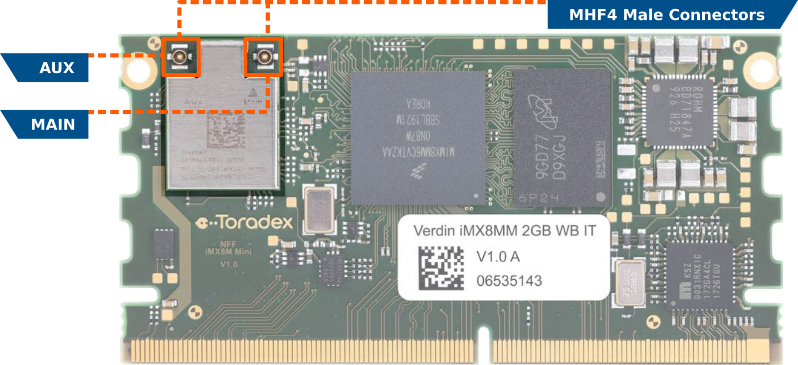 Wi-Fi/BT Chipset - MHF4 Male Connectors