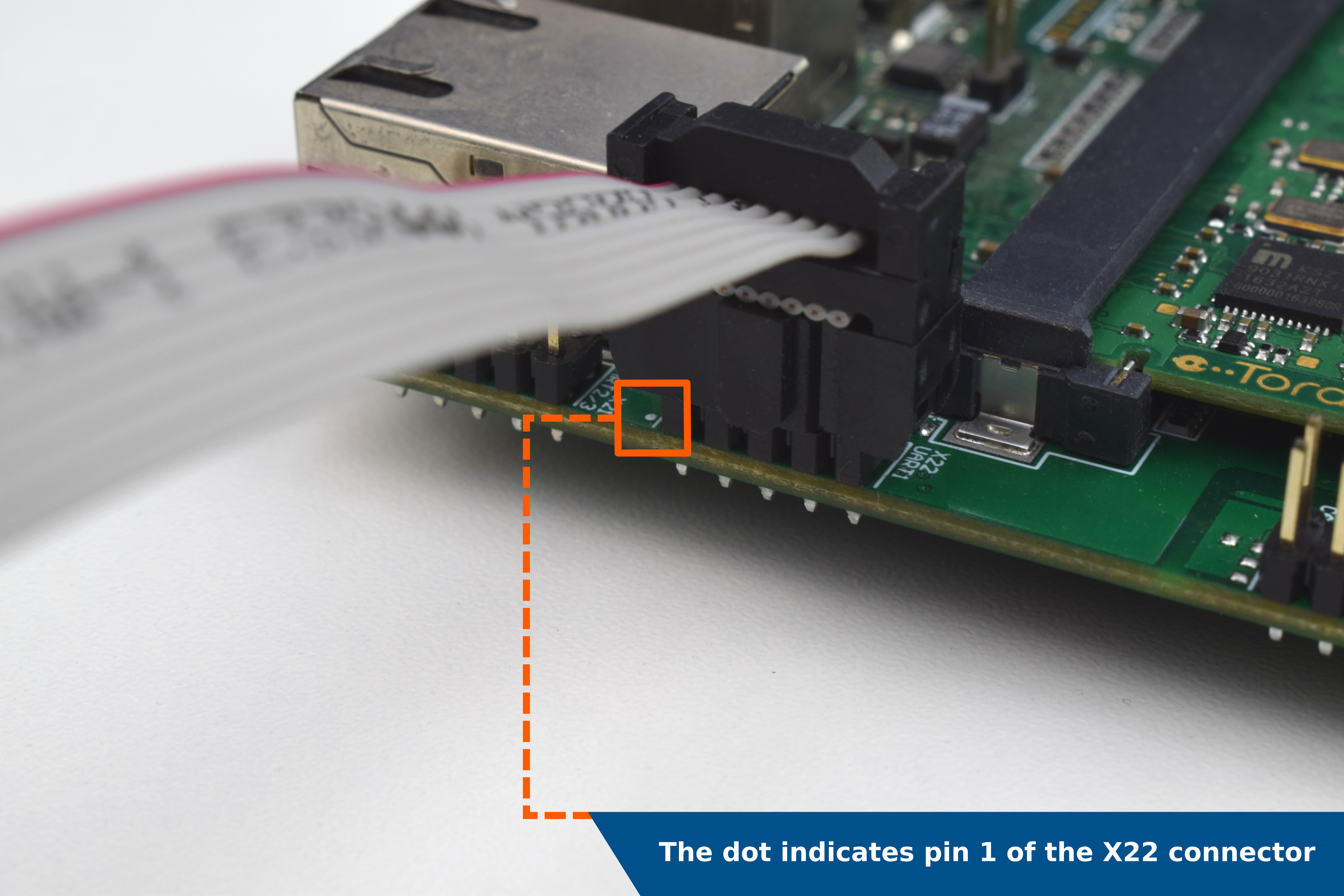 IDC header connected to the Ixora Carrier Board