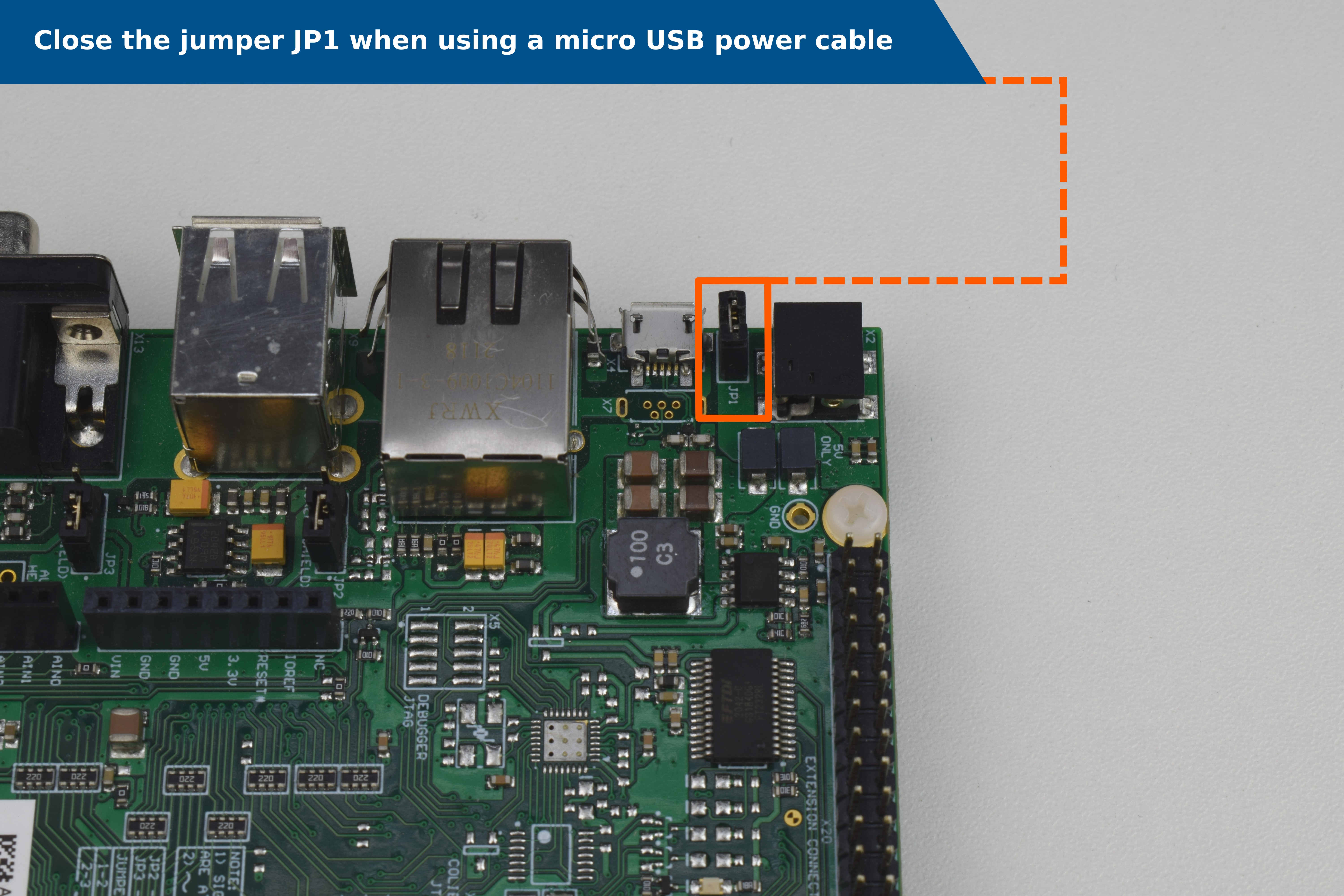 Jumper JP1 closed - micro USB power