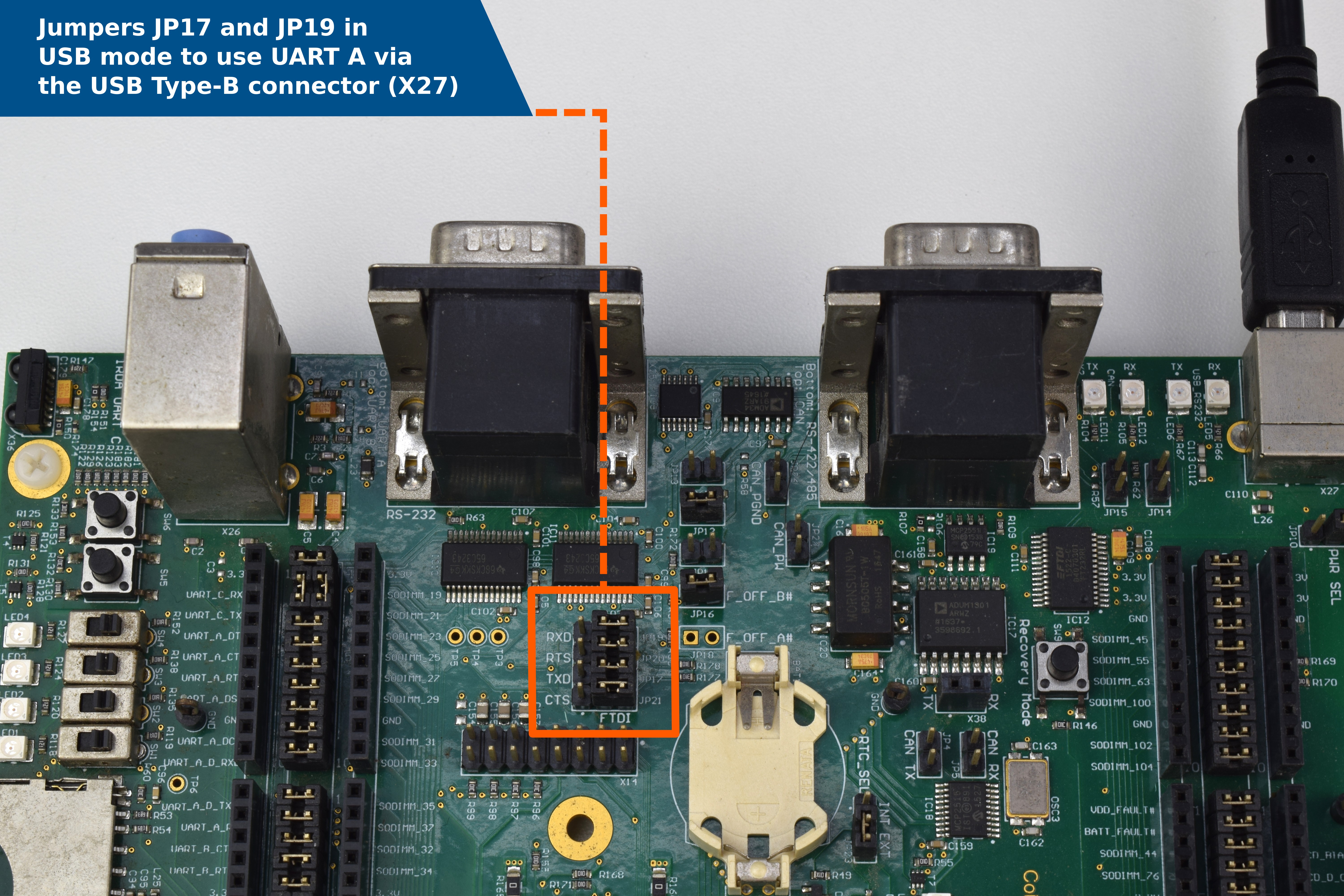 Jumpers JP17 and JP19 - USB mode