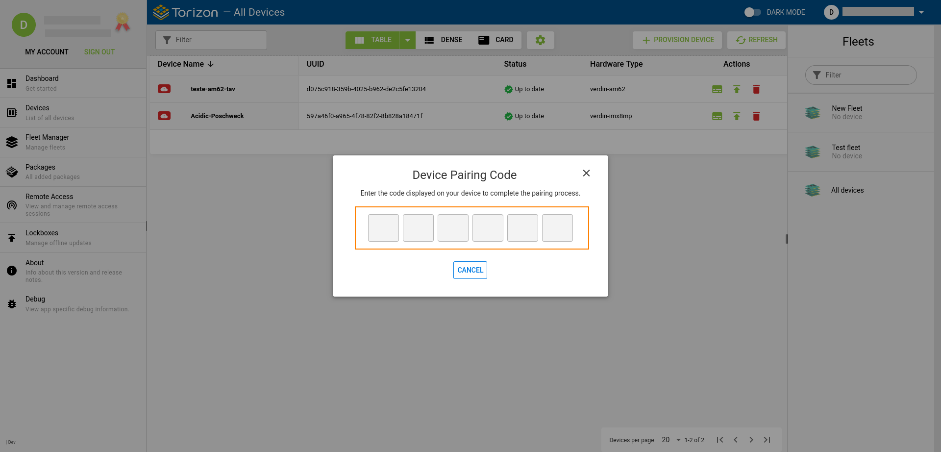 Pair Device in Torizon Cloud