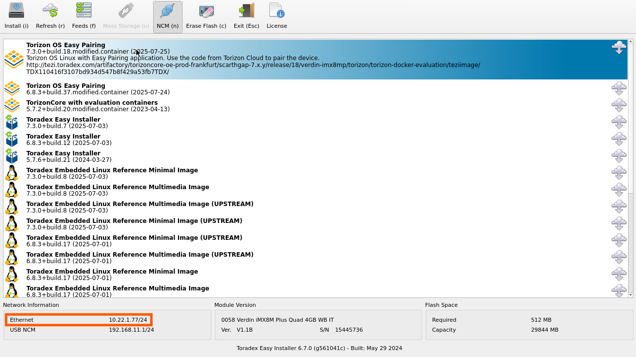 Toradex Easy Installer IP